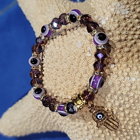 EVIL EYE HAND OF GOD CRYSTAL BRACELET - Picture 2 of 3